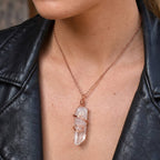 Raw Quartz Crystal Point Pendant – Copper Wire Wrapped Necklace, Handmade