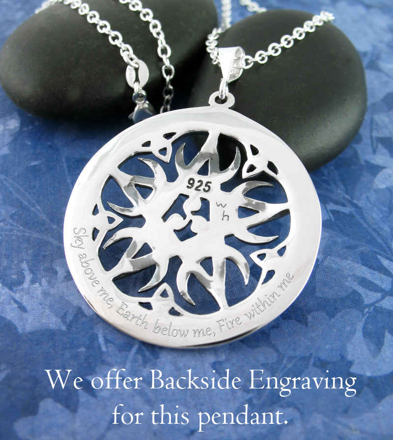 Large 1.5" Five Crescent Moons Celtic Pentacle Pendant, Engravable, Handmade