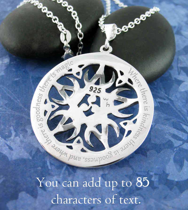 Large 1.5" Five Crescent Moons Celtic Pentacle Pendant, Engravable, Handmade