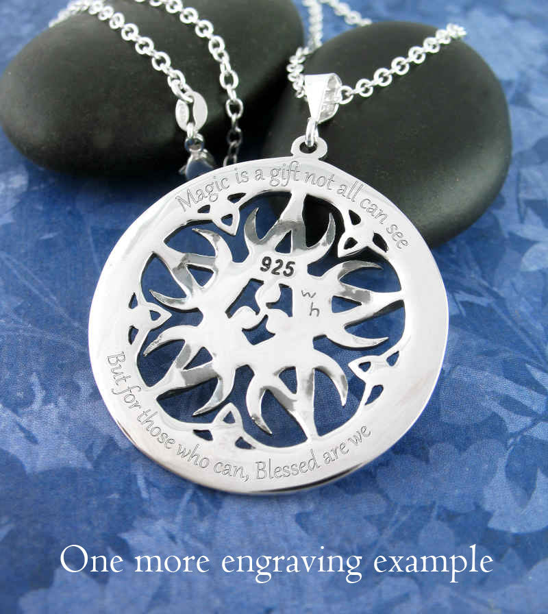 Large 1.5" Five Crescent Moons Celtic Pentacle Pendant, Engravable, Handmade