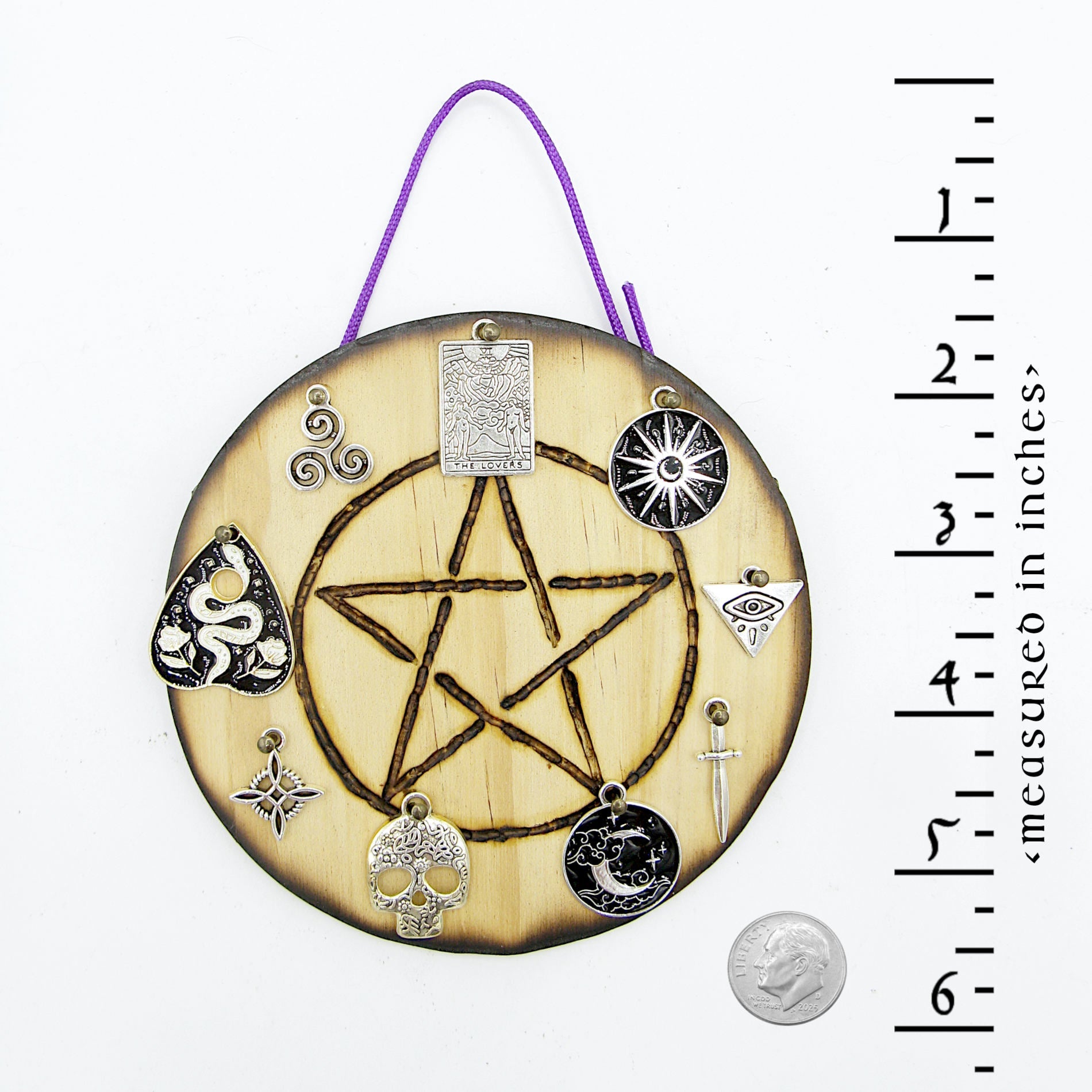 Pentagram Talisman / Amulet with 9 Charms - Handcrafted
