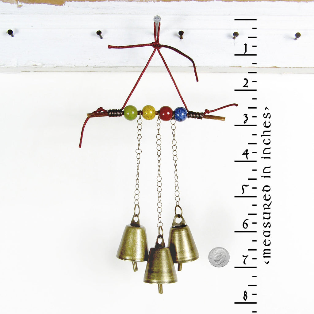 Witch's Bell: Twig, Beads, Chains - Handcrafted