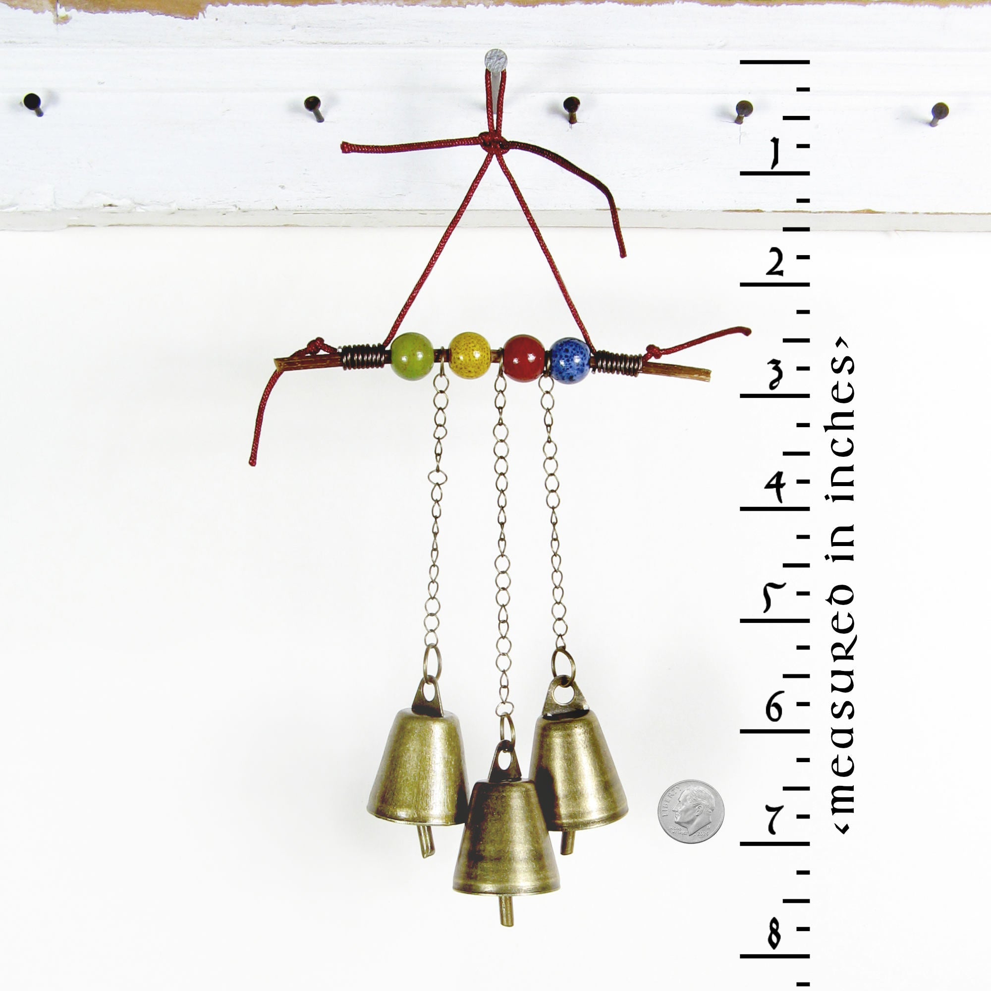 Witch's Bell: Twig, Beads, Chains - Handcrafted