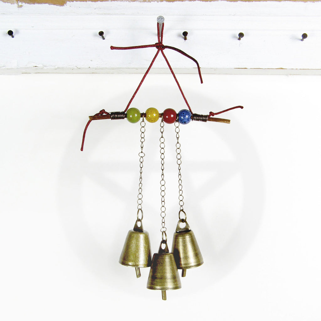 Witch's Bell: Twig, Beads, Chains - Handcrafted