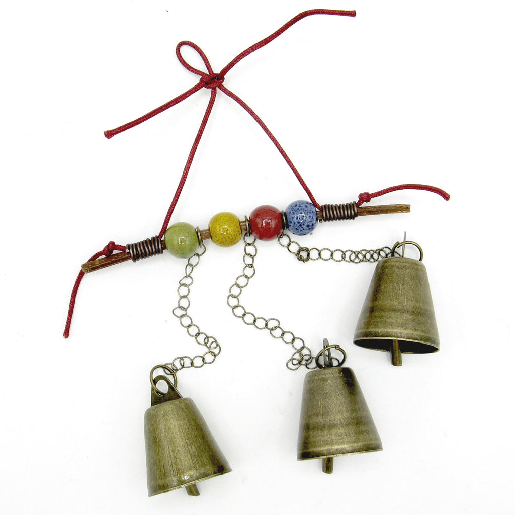 Witch's Bell: Twig, Beads, Chains - Handcrafted