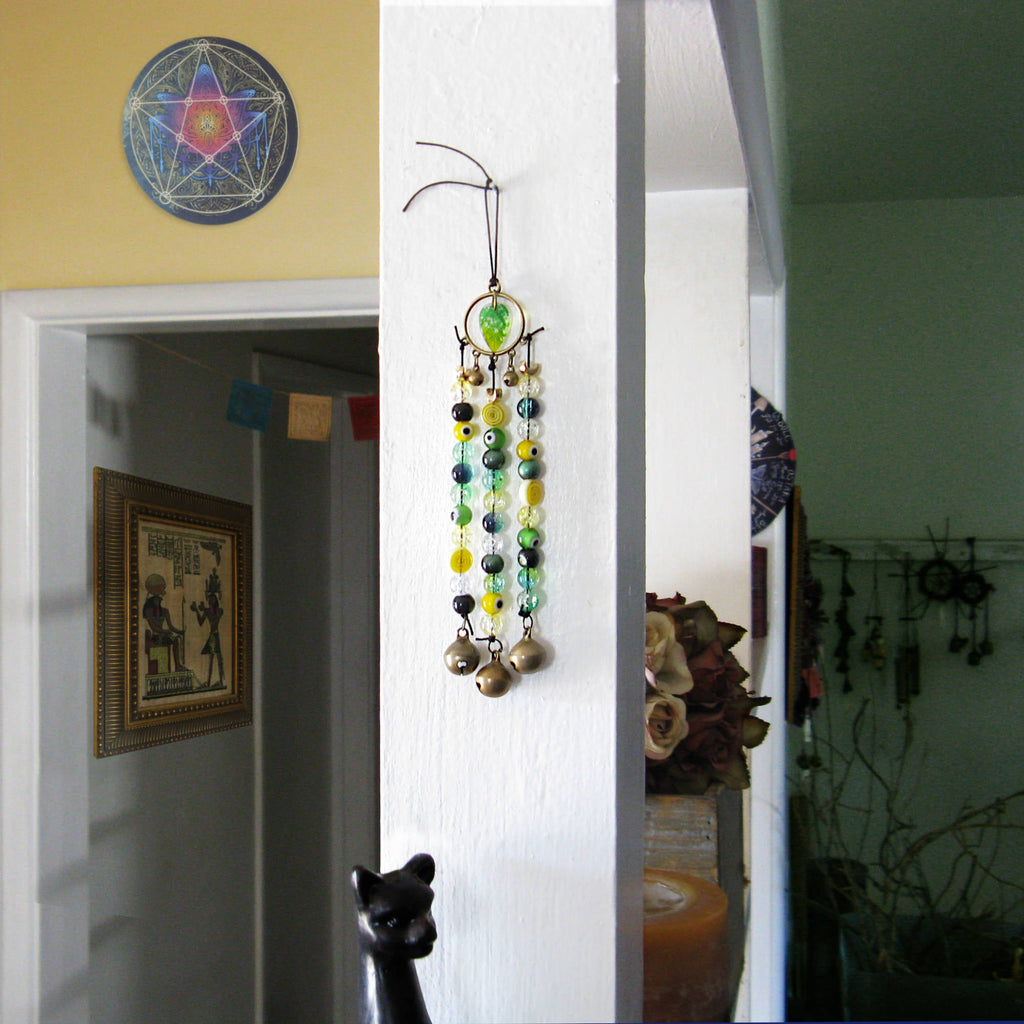 Witch's Bell / Suncatcher / Talisman with Glass Beads - Handcrafted