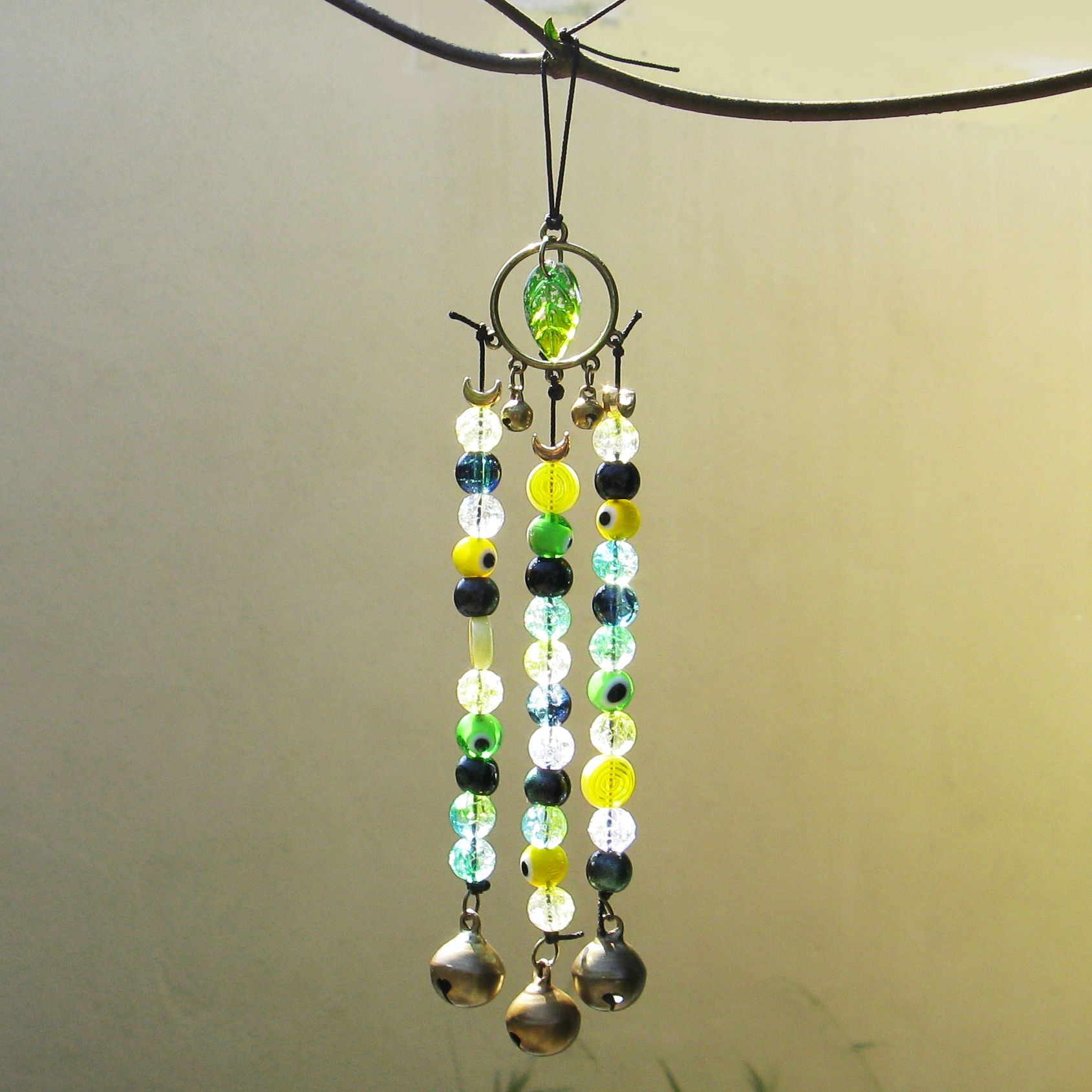 Witch's Bell / Suncatcher / Talisman with Glass Beads - Handcrafted