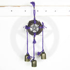 Witch's Bell: Wreath, Black Pentacle, Purple Twine - Handcrafted