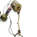 3 Sleigh Bells with Polished Amethyst and Branch Twigs - Handcrafted