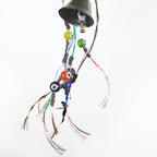 Witch's Bell w/ Upcycled Multi-color Telephone Wire & Evil Eye Beads - Handcrafted