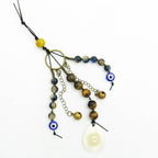 Evil Eye Talisman With Tiger Eye Beads & Shell - Handcrafted