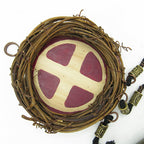 Witch's Bell with Wreath, Solar Cross Symbol and Runes - Handcrafted