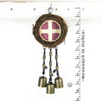 Witch's Bell with Wreath, Solar Cross Symbol and Runes - Handcrafted
