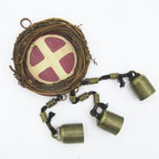 Witch's Bell with Wreath, Solar Cross Symbol and Runes - Handcrafted