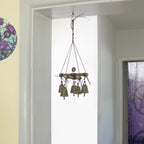 Hanging Witch's Bell with Cross of Twigs, Five Bells, Spiral - Handcrafted