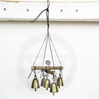 Hanging Witch's Bell with Cross of Twigs, Five Bells, Spiral - Handcrafted