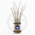 Large Glass Evil Eye with Long Twigs Wall Hanging - Handcrafted