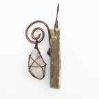 Wall Hanging: Weathered Branch with Wire-Wrapped Raw Quartz - Handcrafted