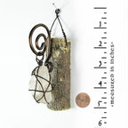 Wall Hanging: Weathered Branch with Wire-Wrapped Raw Quartz - Handcrafted