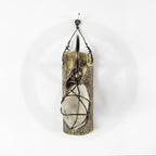 Wall Hanging: Weathered Branch with Wire-Wrapped Raw Quartz - Handcrafted