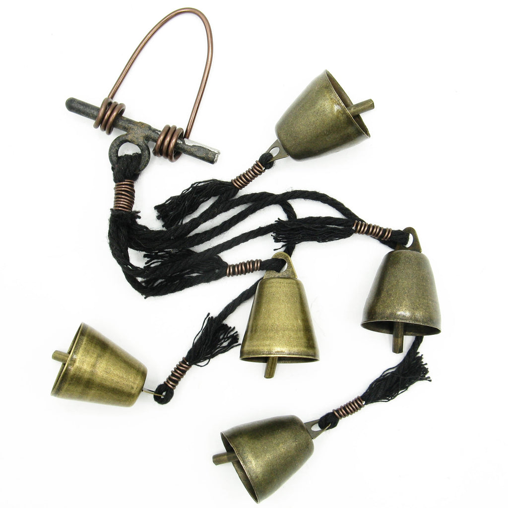 Five Tapered Witch's Bells on Black Twine - Handcrafted