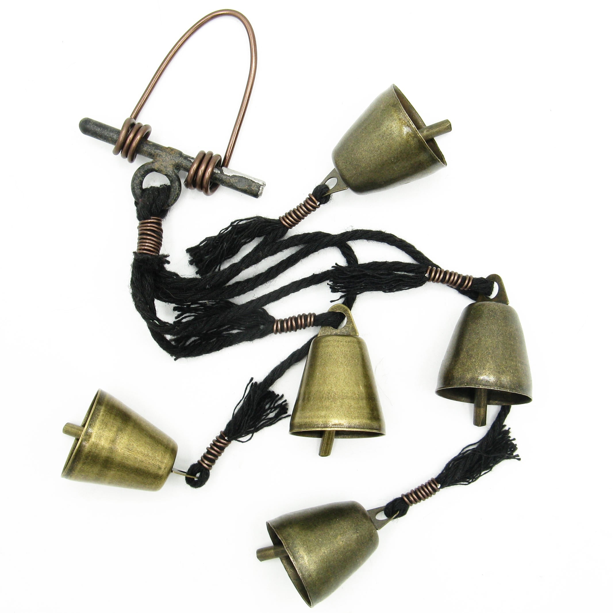 Five Tapered Witch's Bells on Black Twine - Handcrafted