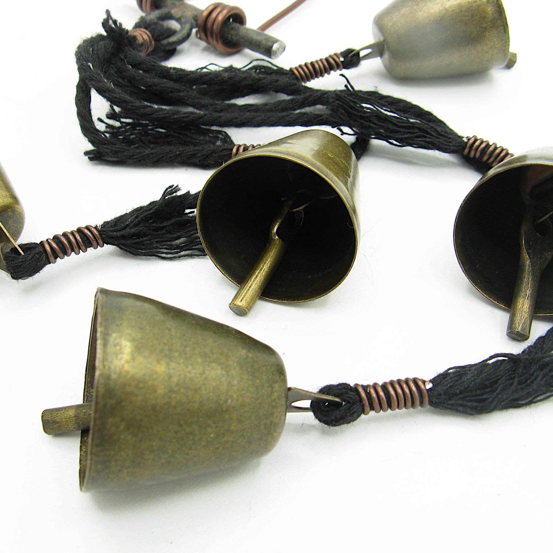Five Tapered Witch's Bells on Black Twine - Handcrafted