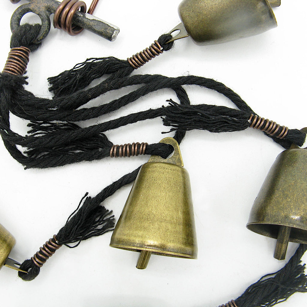 Five Tapered Witch's Bells on Black Twine - Handcrafted