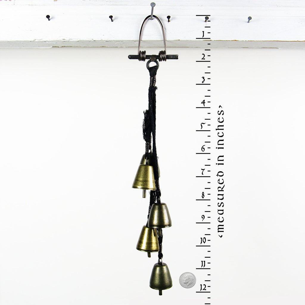Five Tapered Witch's Bells on Black Twine - Handcrafted