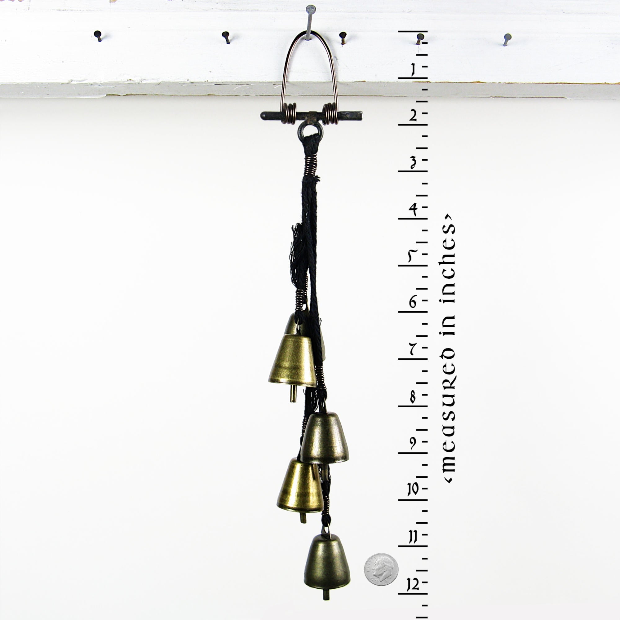 Five Tapered Witch's Bells on Black Twine - Handcrafted