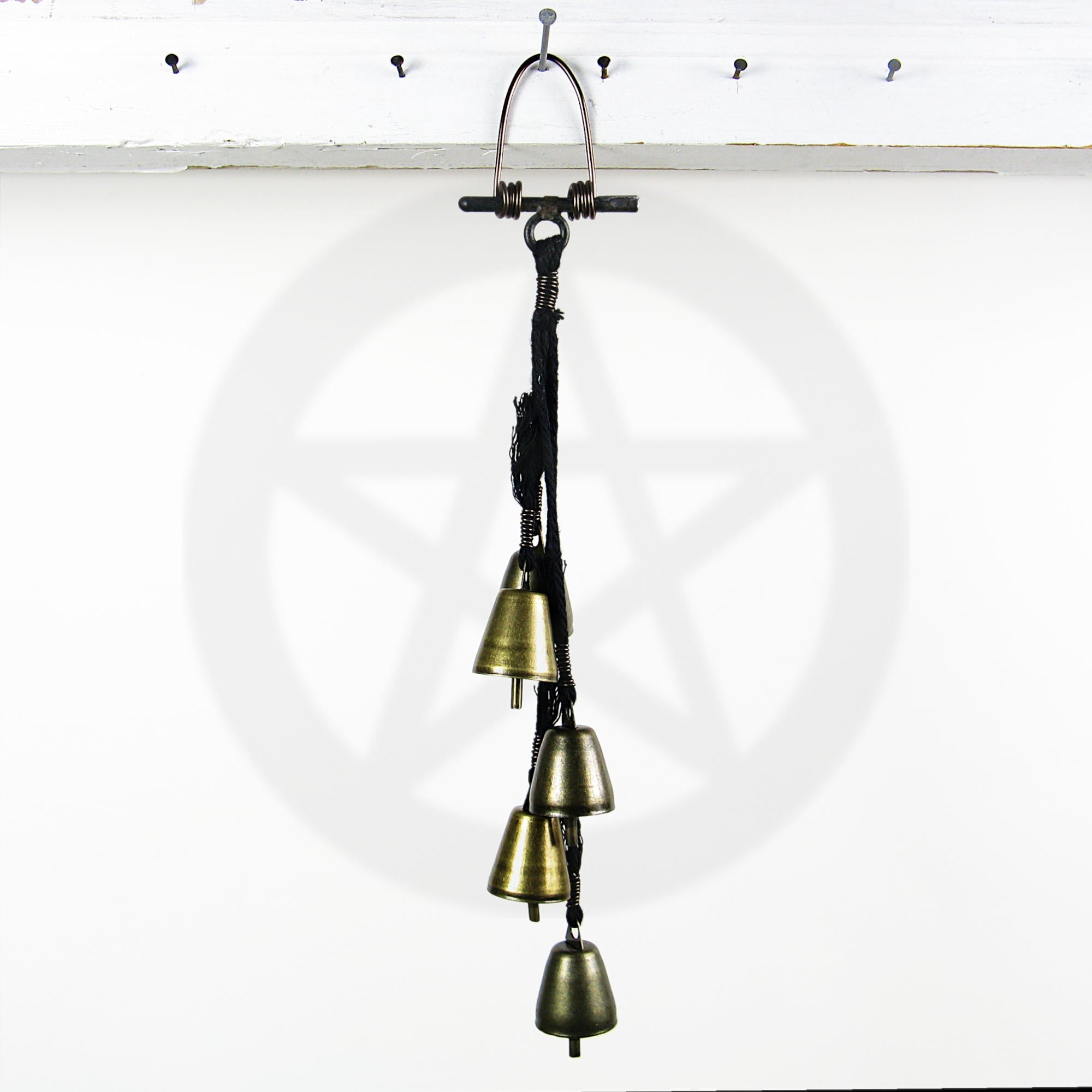 Five Tapered Witch's Bells on Black Twine - Handcrafted