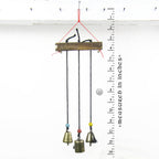 Witch's Bell: Three Bells on Long Black Cords Hanging from Branch - Handcrafted