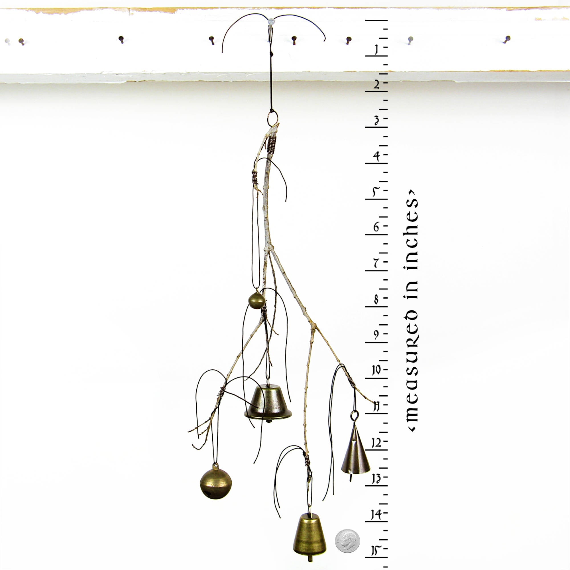 Witch's Bell with Willowy Branch and 5 Different Bells - Handcrafted