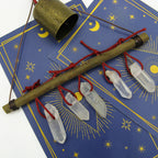 Witch's Bell with 5 Quartz Crystal Points and Twig - Handcrafted