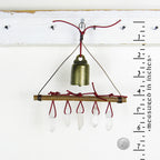 Witch's Bell with 5 Quartz Crystal Points and Twig - Handcrafted