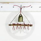 Witch's Bell with 5 Quartz Crystal Points and Twig - Handcrafted