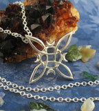 Witch's Knot with 4 Crescent Moons Pendant, Handmade