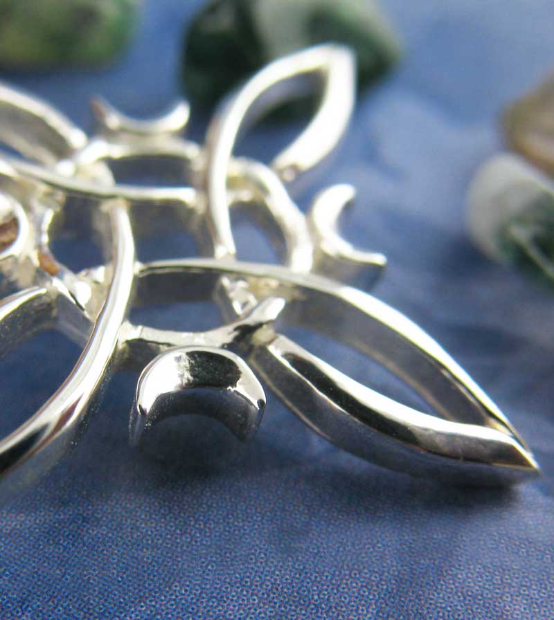 Witch's Knot with 4 Crescent Moons Pendant, Handmade