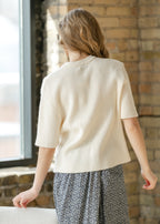 Zadie Ivory Short Sleeve Button Cardigan